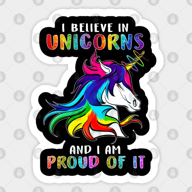 Believe In Unicorns Cute Sticker by E